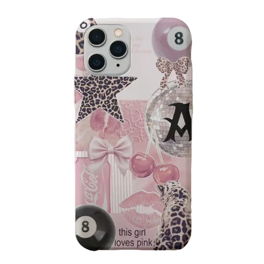 Loves Pink Desenli Şeffaf Telefon Kılıfı