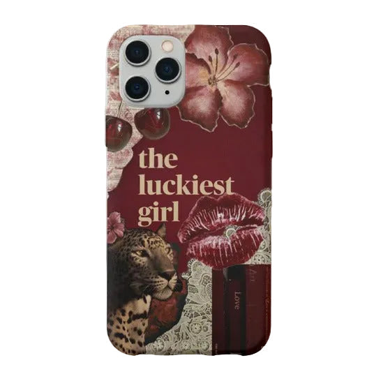 Luckiest Girl Desenli Şeffaf Telefon Kılıfı