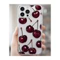 Cherry Desenli Şeffaf Telefon Kılıfı