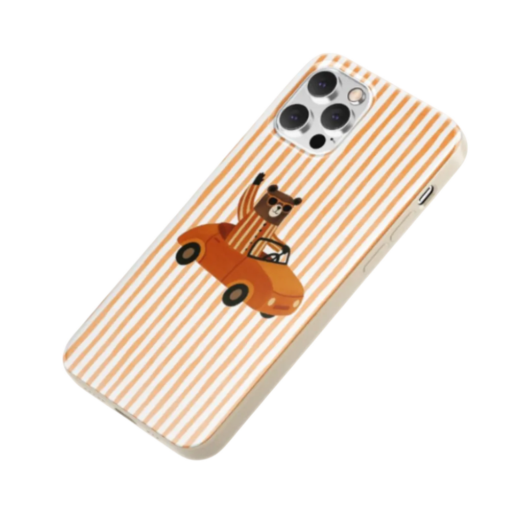 Bear with a Car Desenli İçi Kadifeli Telefon Kılıfı N85