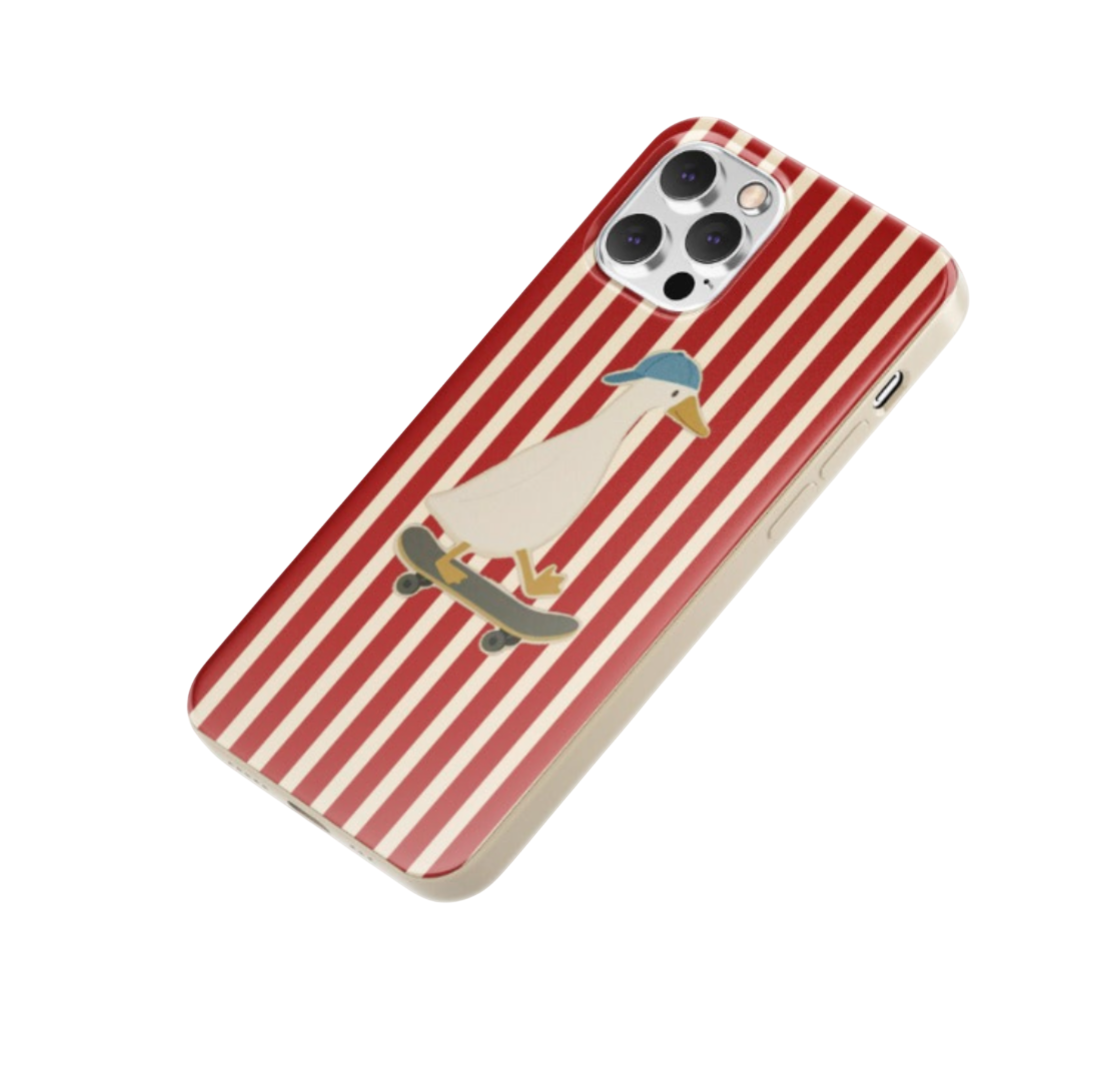 Skateboarding Duck Desenli İçi Kadifeli Telefon Kılıfı N88