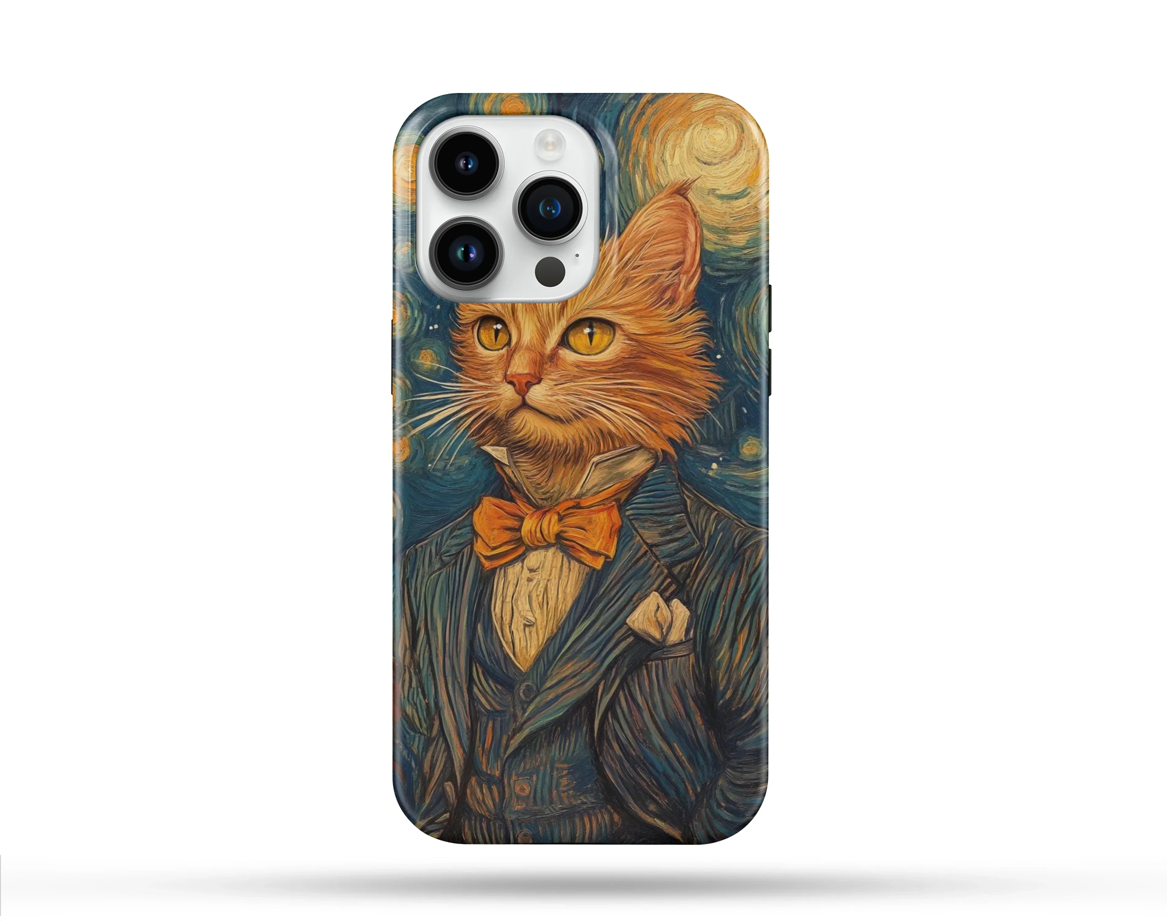 Suit-Wearing Cat Desenli İçi Kadifeli Telefon Kılıfı N117