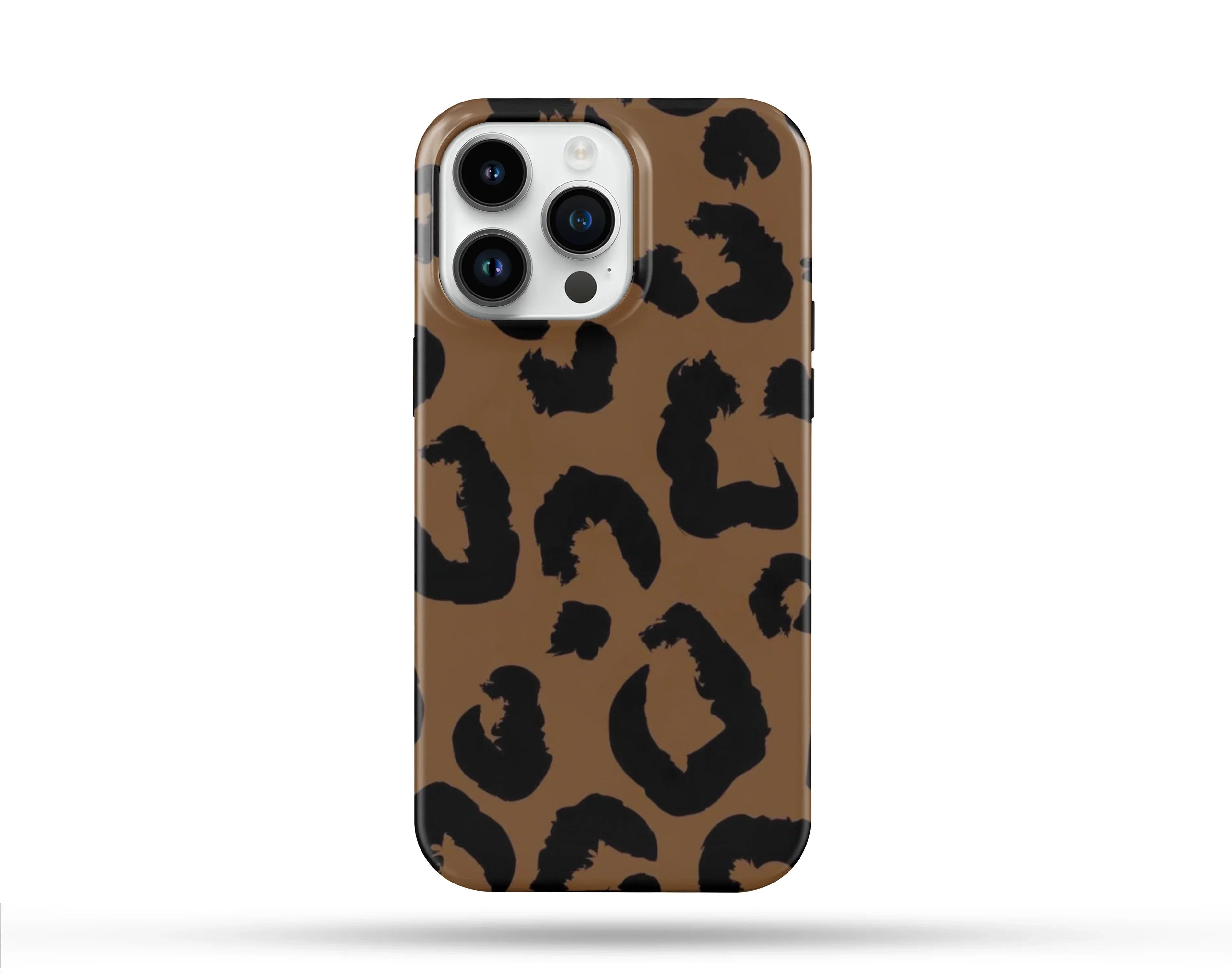 Koyu Kahve Leopar Desenli İçi Kadifeli Telefon Kılıfı N151