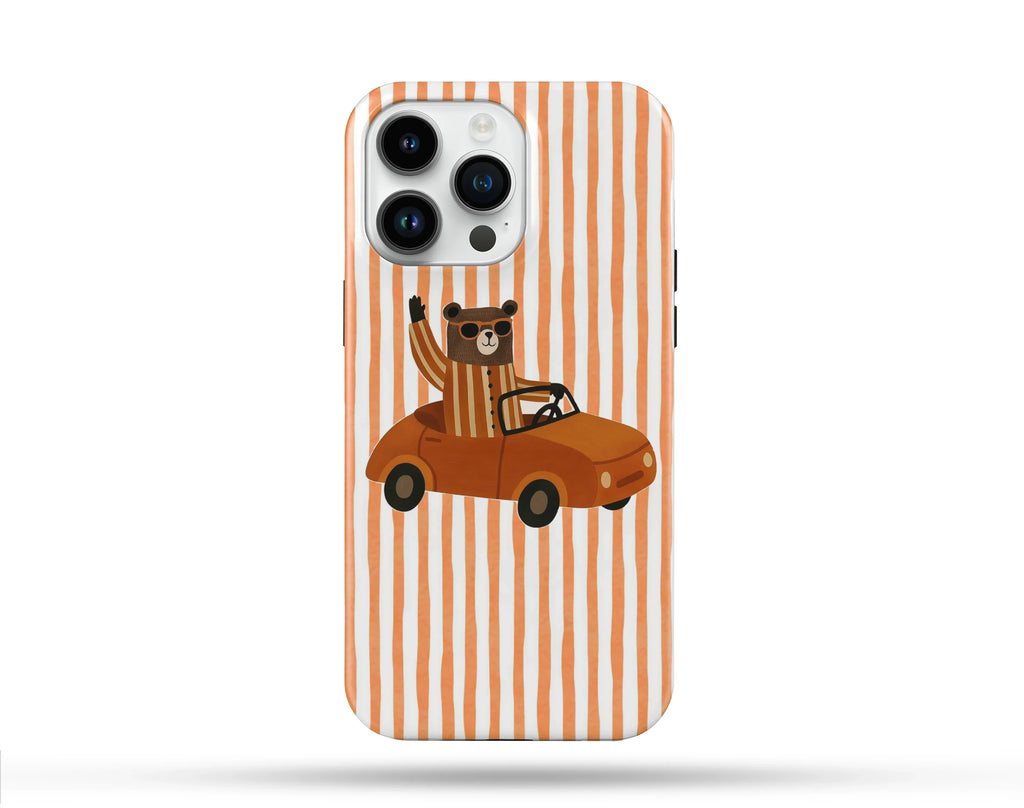 Bear with a Car Desenli İçi Kadifeli Telefon Kılıfı N85