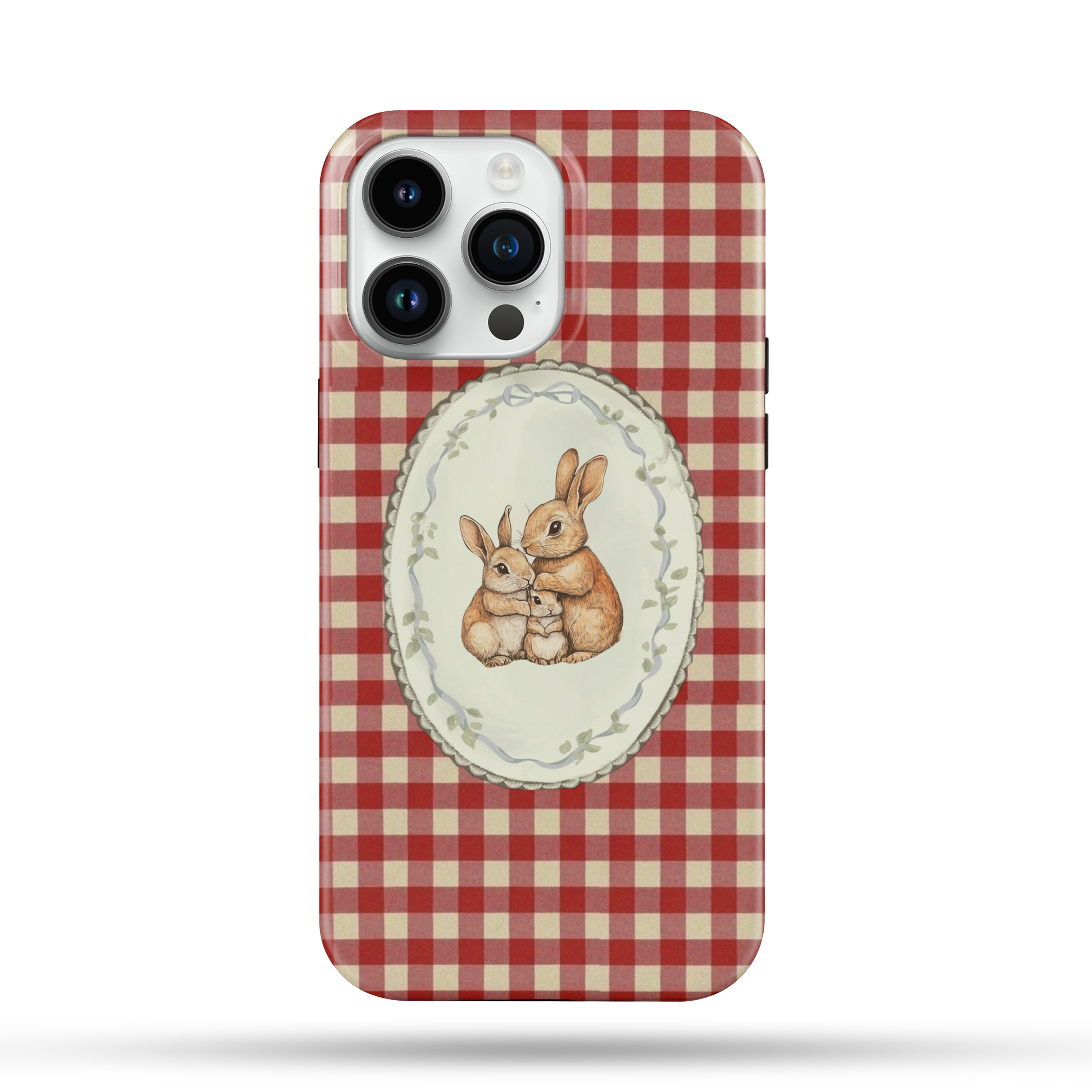 Red-Patterned Rabbit Desenli İçi Kadifeli Telefon Kılıfı C2