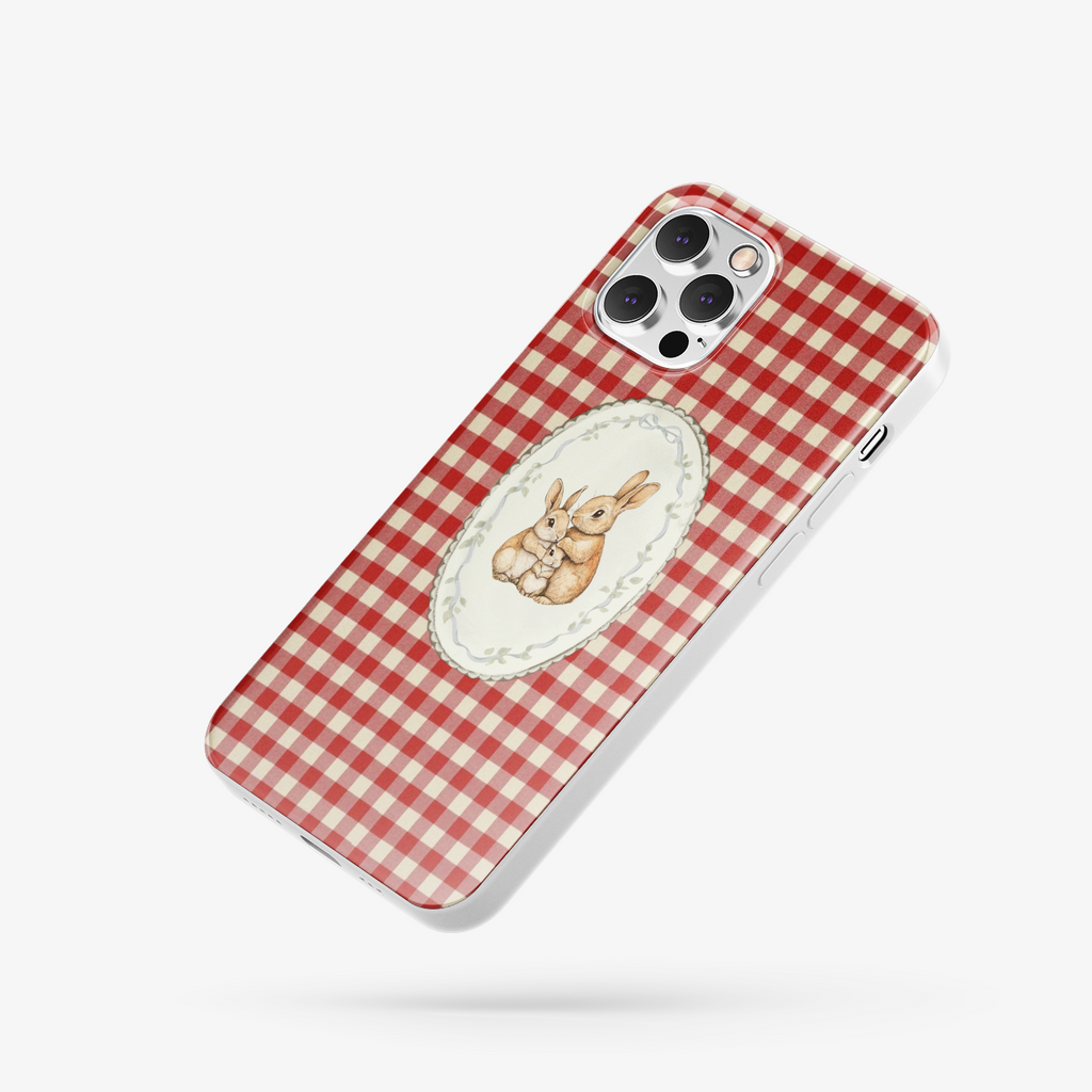 Red-Patterned Rabbit Desenli İçi Kadifeli Telefon Kılıfı C2