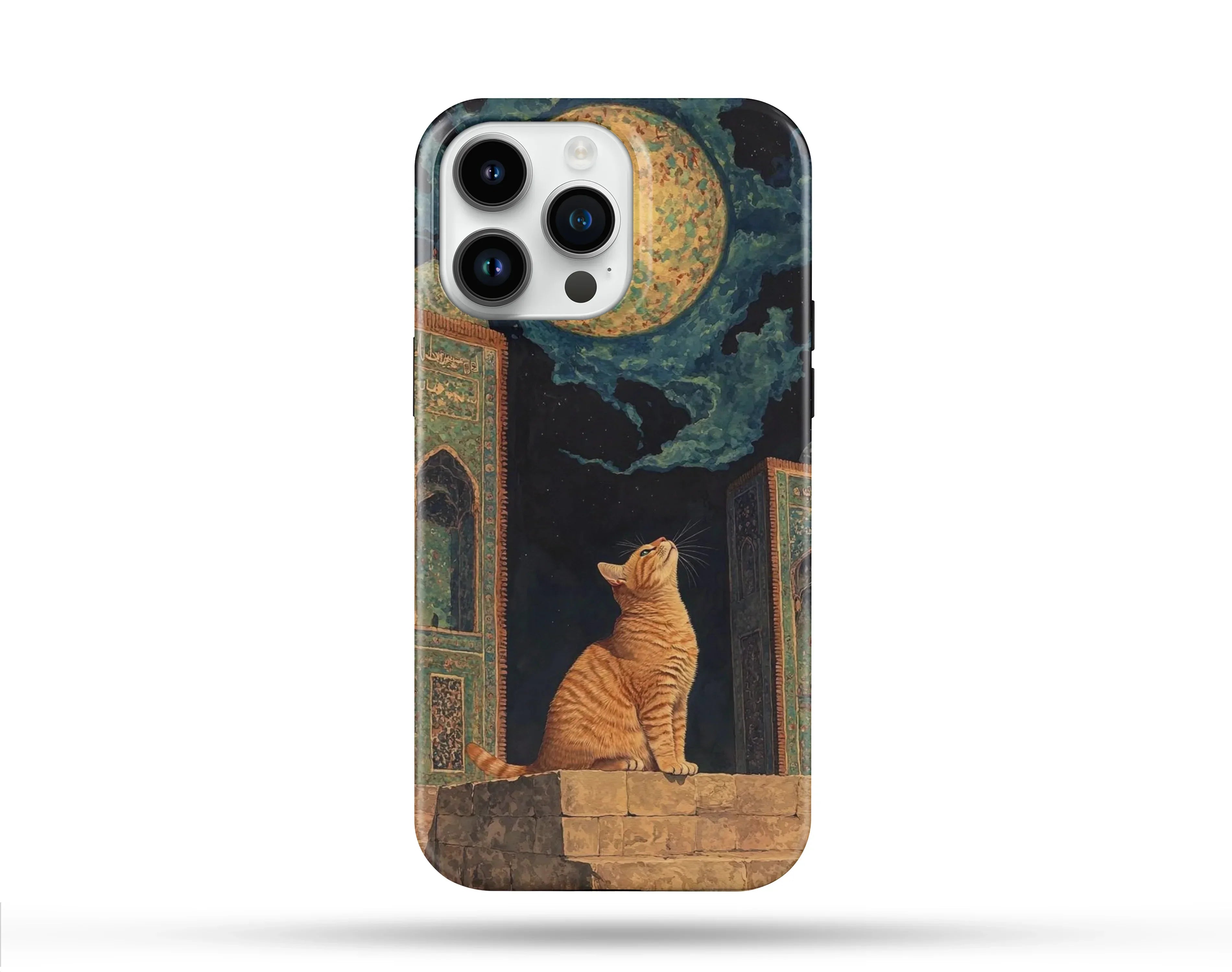 Cat&Full Moon Desenli İçi Kadifeli Telefon Kılıfı N111
