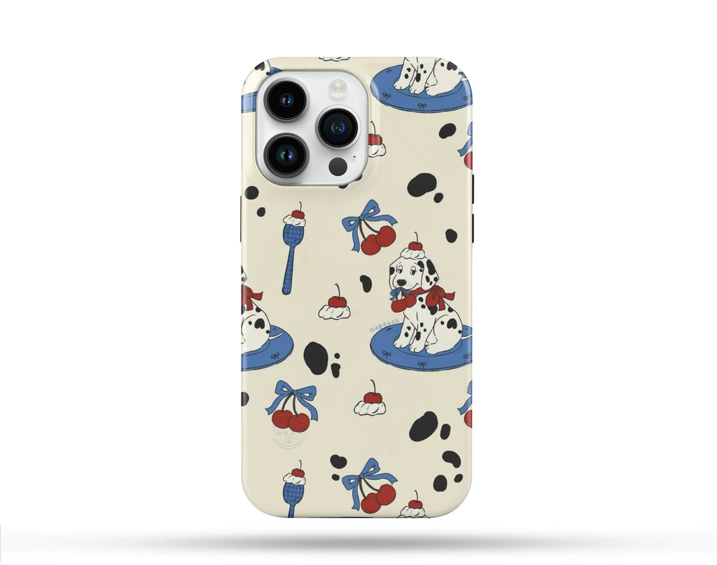 Dalmatian Dog & Cherry Desenli İçi Kadifeli Telefon Kılıfı N80