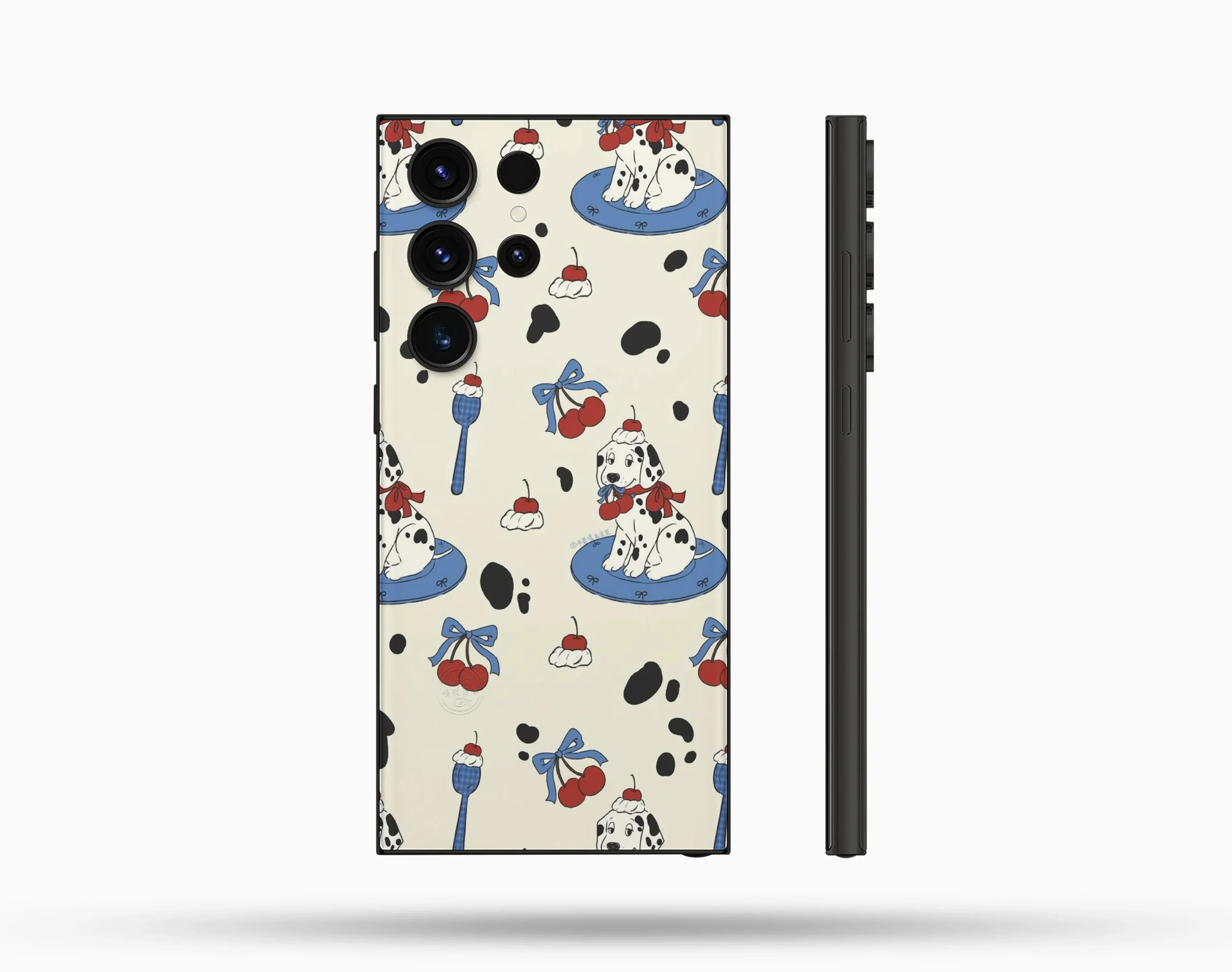 Dalmatian Dog & Cherry Desenli İçi Kadifeli Telefon Kılıfı N80
