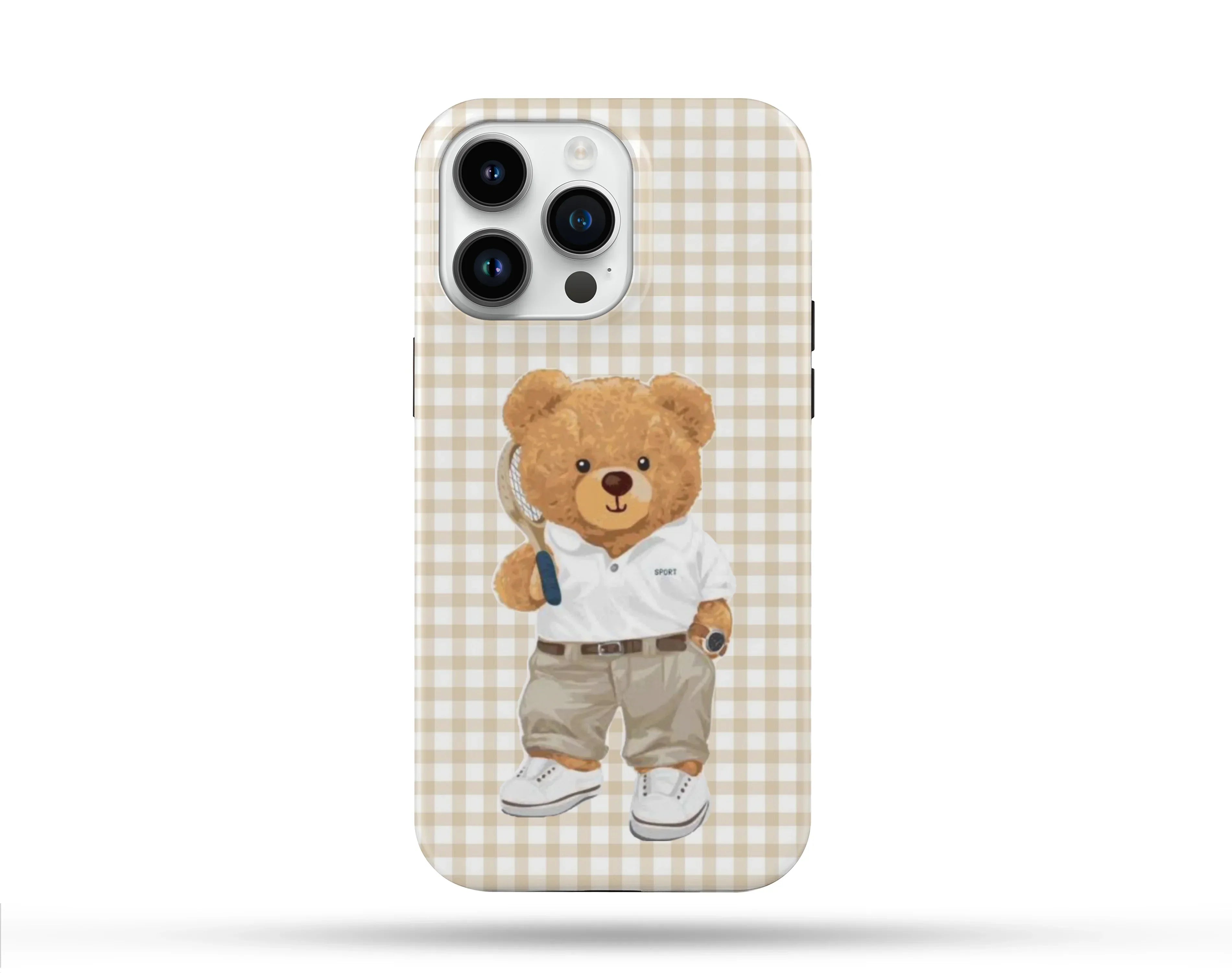 Tennis Player Bear Desenli İçi Kadifeli Telefon Kılıfı N94